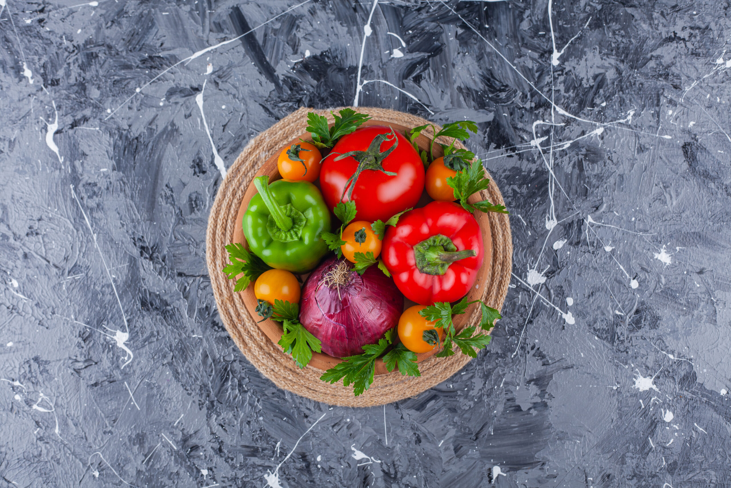 bunch-delicious-healthy-fresh-vegetables-clay-bowl